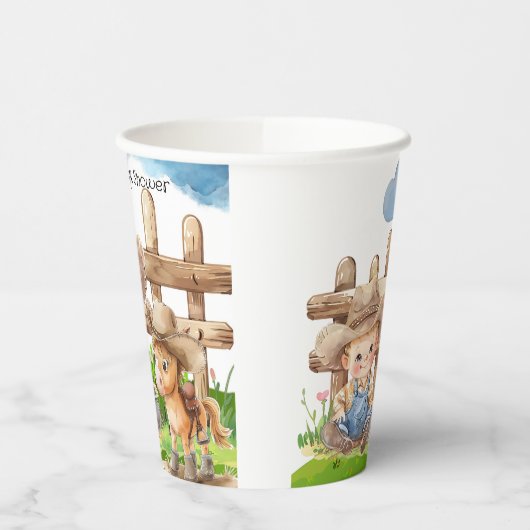 Cowboy und eine Pony Horse Boy Baby Dusche Pappbecher (Links)