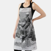 Cowboy und Geschäftsmann spielen Schachbretter auf Schürze (InSitu)