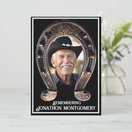 Cowboy und Hufeisenfeier des Lebens Einladung (Stehend Vorderseite)