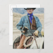 Cowboy und Hund auf Pferd Postkarte (Vorne/Hinten)
