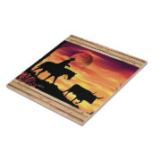 Cowboy und Longhorn Keramik Tile Fliese (Seite)