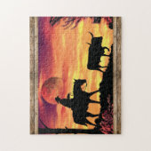 Cowboy und Longhorn Steer Jigsaw Puzzle (Vertikal)