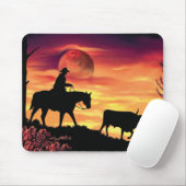 Cowboy und Longhorn Steer Mousepad (Mit Mouse)