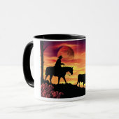 Cowboy und Longhorn-Steer-Tasse Tasse (Vorderseite Links)