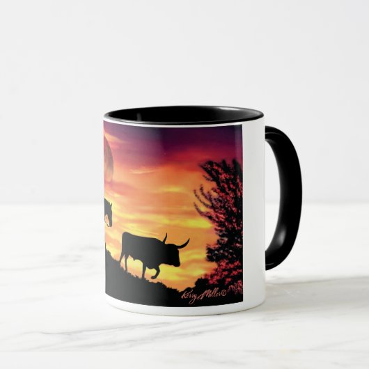 Cowboy und Longhorn-Steer-Tasse Tasse (VorderseiteRechts)