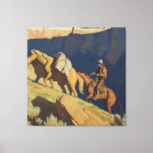 „Cowboy und Packpferd“ von Maynard Dixon Leinwanddruck