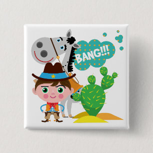 Cowboy und Pferd Button