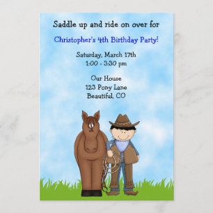 Cowboy und Pferd Einladung zum Geburtstag
