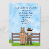 Cowboy und Pferd Einladung zum Geburtstag (Vorne/Hinten)