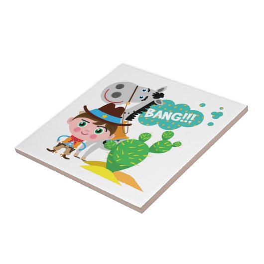 Cowboy und Pferd Fliese (Seite)