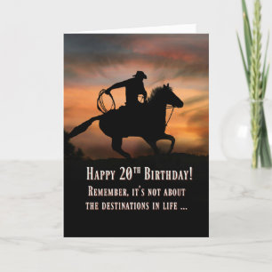 Cowboy und Pferd glücklich 20. Geburtstag Karte