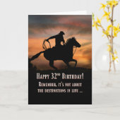 Cowboy und Pferd glücklich 32. Geburtstag Karte (Gelbe Blume)