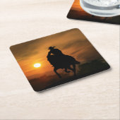 Cowboy und Pferd im Sonnenuntergang Untersetzer (angewinkelt)