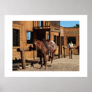 Cowboy und Pferd im wilden Westen, USA Poster