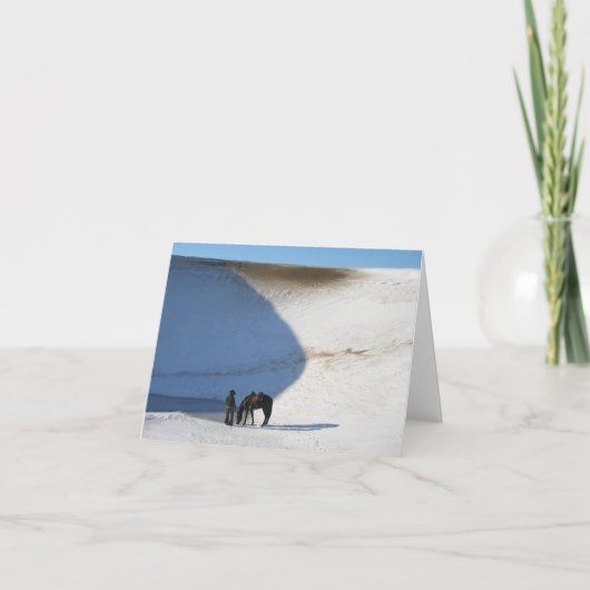 Cowboy und Pferd im Winter Dankeskarte (Vorderseite)