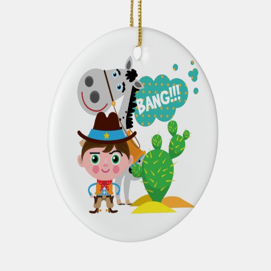 Cowboy und Pferd Keramikornament (Rechts)