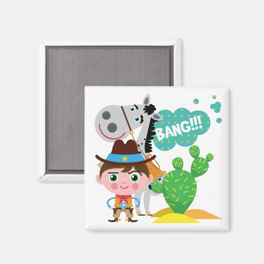 Cowboy und Pferd Magnet (Vorderseite/Rückseite)