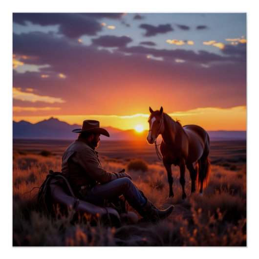 Cowboy und Pferd Poster (Vorderseite)