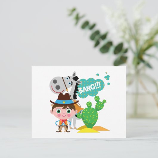 Cowboy und Pferd Postkarte (Stehend Vorderseite)