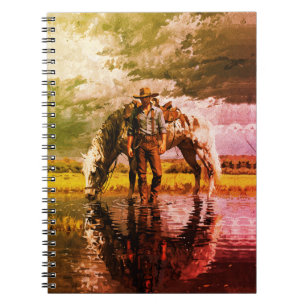 Cowboy und Pferd Reflexions-Wandkunst – Western Notizblock