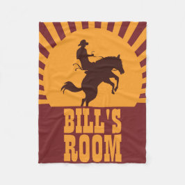 Cowboy und Pferd Rodeo Sunset Fleecedecke