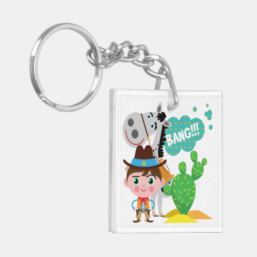 Cowboy und Pferd Schlüsselanhänger (Vorderseite links)