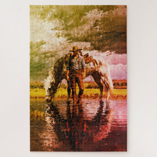 Cowboy- und Pferd Spiegelwandkunst – Western Puzzle