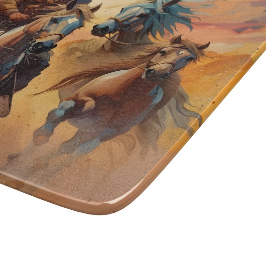 Cowboy und Pferde Schneidebrett (Ecke)