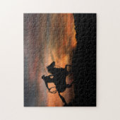 Cowboy und Pferdereiten - Sonnenuntergang Puzzle (Vertikal)