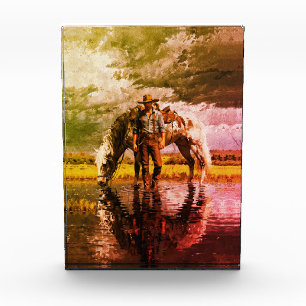 Cowboy und Reitstall Kunst - Western Fotoblock