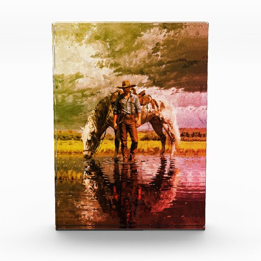 Cowboy und Reitstall Kunst - Western Fotoblock (Vorderseite)