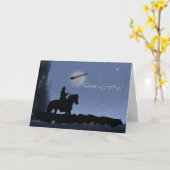 Cowboy und Rind mit den Grüßen der Weihnachtszeit Karte (Gelbe Blume)