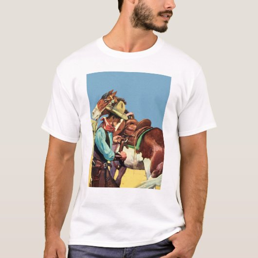Cowboy und Sattel T-Shirt (Vorderseite)