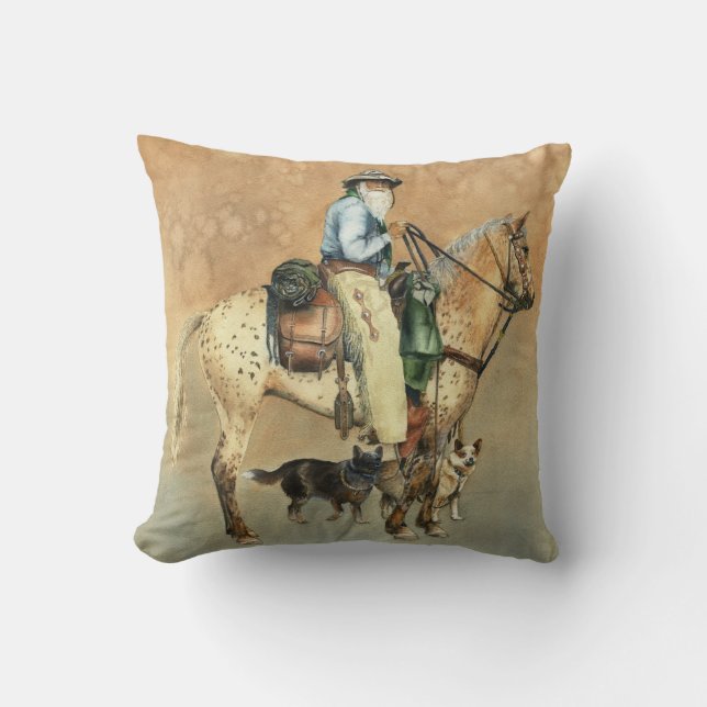 Cowboy und sein Appaloosa Throw Kissen (Vorderseite)