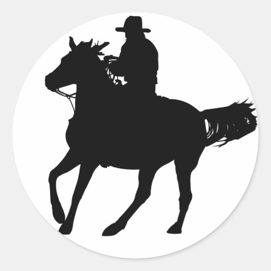 Cowboy und sein Pferd Runder Aufkleber (Vorderseite)