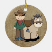 Cowboy und sein Pony Keramikornament (Vorne)