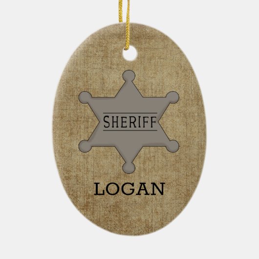 Cowboy und Sheriffs Abzeichen Keramik Ornament (Hinten)