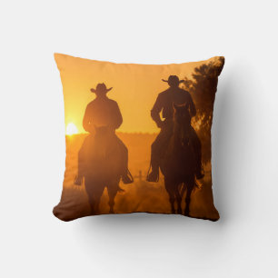 Cowboy und Sonnenuntergang Kissen