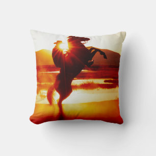 Cowboy und Sonnenuntergang Kissen