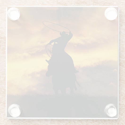 Cowboy und Steer Roping in Sunset Glasuntersetzer (Rückseite)