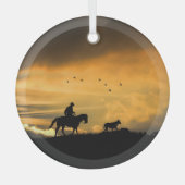 Cowboy und Steh in Sunset Ornament Aus Glas (Vorderseite)