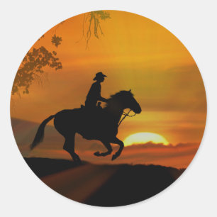 Cowboy und Sunset Country Western Stickers