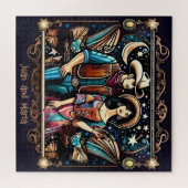 Cowboy und Weibchen Schwarz und Gold Puzzle (Horizontal)