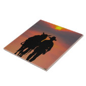 Cowboy und Western auf Pferden Ranch Sunset Fliese (Seite)