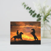Cowboy und Wildpferde Western Postkarte (Stehend Vorderseite)