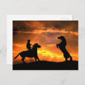 Cowboy und Wildpferde Western Postkarte (Vorne/Hinten)