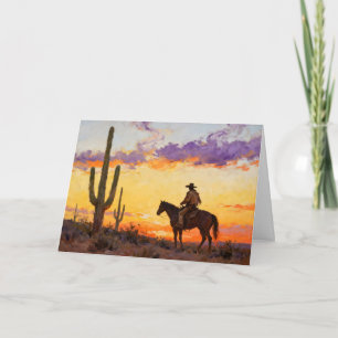 Cowboy und Wüstenuntergang Karte