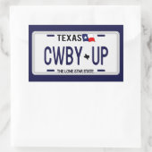 Cowboy Up! CWBY UP Texas-Lizenzplatte Rechteckiger Aufkleber (Tasche)