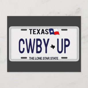 Cowboy Up! CWBY UP Texas Nummernschild Postkarte