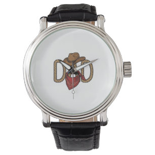 Cowboy-Vater-Seil-Hut-Bandana-vintage-Gravur-Desi Armbanduhr